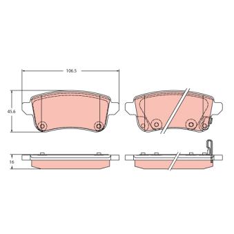 Jeu de 4 plaquettes de frein arrière TRW OEM 440606659R