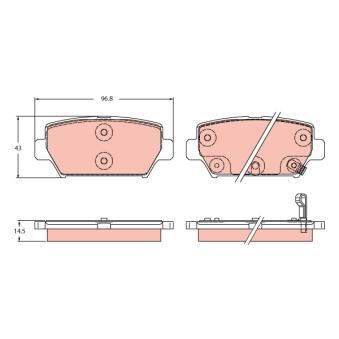 Jeu de 4 plaquettes de frein arrière TRW GDB2435 pour PEUGEOT 1007 1.5 T-Mivec 4WD - 163cv