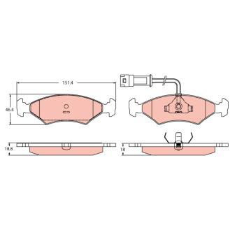 Jeu de 4 plaquettes de frein avant TRW OEM 1613128