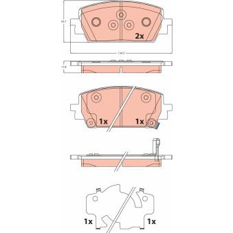 Jeu de 4 plaquettes de frein avant TRW GDB2463 pour TOYOTA DYNA 2,5 MPI AWD - 180cv