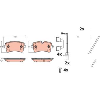Jeu de 4 plaquettes de frein arrière TRW OEM 4G0698451B