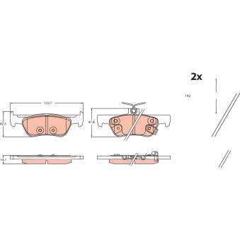 Jeu de 4 plaquettes de frein arrière TRW GDB2469 pour HONDA JAZZ 1.5 eHEV - 109cv