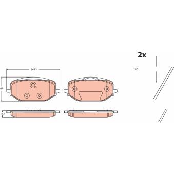 Jeu de 4 plaquettes de frein avant TRW GDB2475 pour CITROEN C5 X PureTech 180 - 181cv