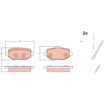 Jeu de 4 plaquettes de frein arrière TRW GDB2480 pour AUDI A4 1.2 PureTech 155 - 155cv