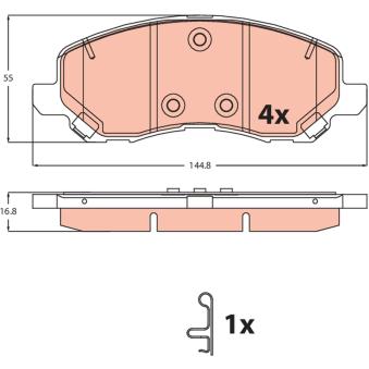 Jeu de 4 plaquettes de frein avant TRW OEM 5191229AA