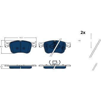 Jeu de 4 plaquettes de frein avant TRW OEM KTJX612K021AED