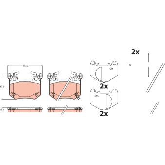 Jeu de 4 plaquettes de frein arrière TRW GDB2520 pour KIA STINGER 3.3 T-GDI - 366cv