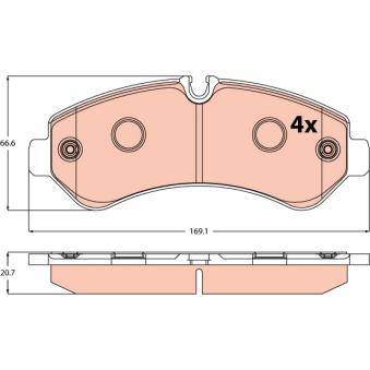 Jeu de 4 plaquettes de frein arrière TRW OEM 9074208700
