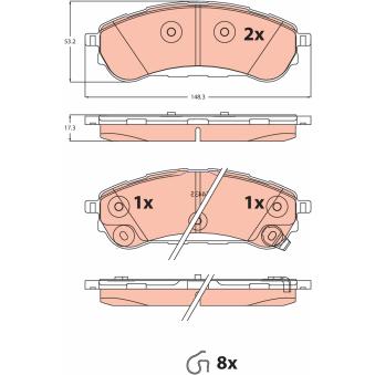 Jeu de 4 plaquettes de frein avant TRW OEM JB3C2M007AB