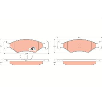 Jeu de 4 plaquettes de frein avant TRW GDB255 pour FORD SIERRA 2.0 - 105cv
