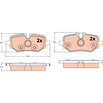 Jeu de 4 plaquettes de frein avant TRW GDB2573 pour BMW Série 2 218d - 150cv
