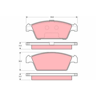 Jeu de 4 plaquettes de frein avant TRW OEM 5521070B10 Jeu de 4 plaquettes de frein avant TRW OEM 5521070B10