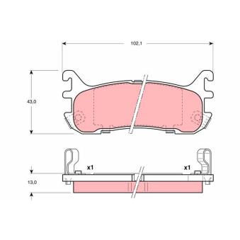 Jeu de 4 plaquettes de frein arrière TRW OEM NCY52648ZA