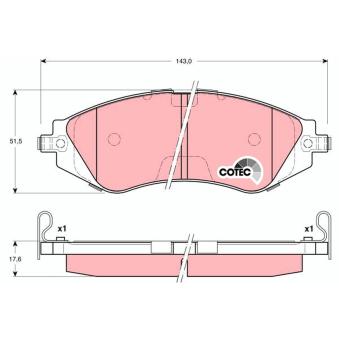 Jeu de 4 plaquettes de frein avant TRW GDB3171 pour SKODA SUPERB 1.8 - 101cv