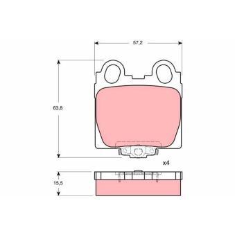 Jeu de 4 plaquettes de frein arrière TRW OEM PN529