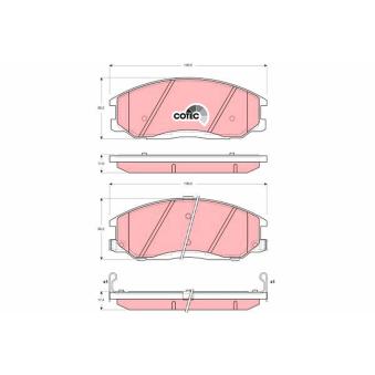 Jeu de 4 plaquettes de frein avant TRW GDB3244 pour HYUNDAI TRAJET 2.0 CRDi - 113cv