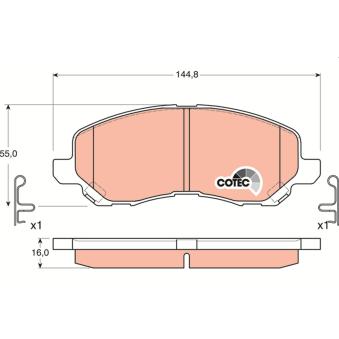 Jeu de 4 plaquettes de frein avant TRW [GDB3287]
