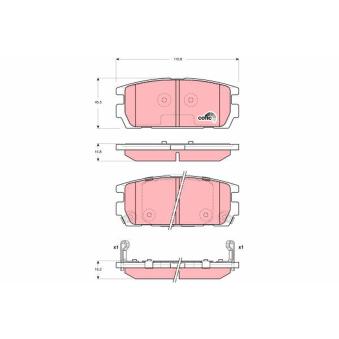 Jeu de 4 plaquettes de frein arrière TRW OEM 58302H1A00