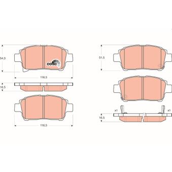 Jeu de 4 plaquettes de frein avant TRW OEM 0446513050