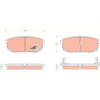 Jeu de 4 plaquettes de frein arrière TRW [GDB3344]