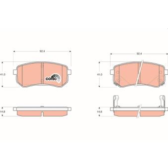 Jeu de 4 plaquettes de frein arrière TRW [GDB3370]
