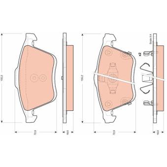 Jeu de 4 plaquettes de frein avant TRW [GDB3400]