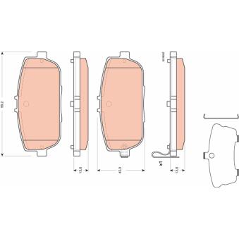 Jeu de 4 plaquettes de frein arrière TRW OEM NAYJ3328ZA