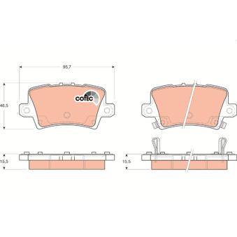 Jeu de 4 plaquettes de frein arrière TRW [GDB3408]