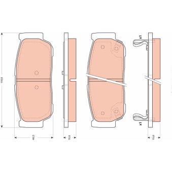 Jeu de 4 plaquettes de frein arrière TRW OEM 4841321A10