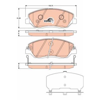 Jeu de 4 plaquettes de frein avant TRW OEM 581014DA60