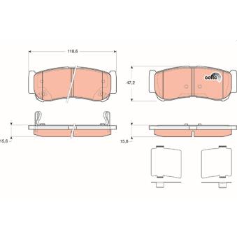Jeu de 4 plaquettes de frein arrière TRW GDB3419 pour HYUNDAI SATELLITE 2.4 - 137cv