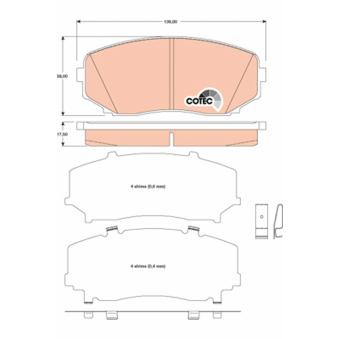 Jeu de 4 plaquettes de frein avant TRW GDB3471 pour OPEL KADETT 2.3 MZR DISI Turbo - 260cv