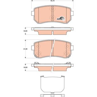 Jeu de 4 plaquettes de frein arrière TRW [GDB3474]
