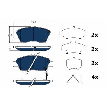 Jeu de 4 plaquettes de frein avant TRW GDB3493BTE pour HONDA INSIGHT 1.3 - 88cv