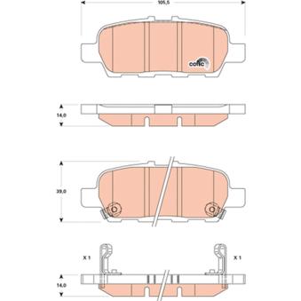 Jeu de 4 plaquettes de frein arrière TRW OEM D40604BA0B