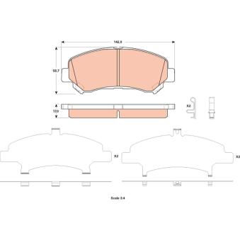 Jeu de 4 plaquettes de frein avant TRW OEM 5581057L50
