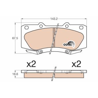 Jeu de 4 plaquettes de frein avant TRW OEM 044650K240