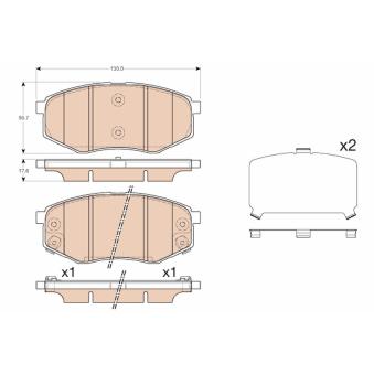 Jeu de 4 plaquettes de frein avant TRW [GDB3553]