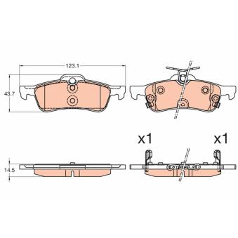 Jeu de 4 plaquettes de frein arrière TRW OEM 43022TV0E00