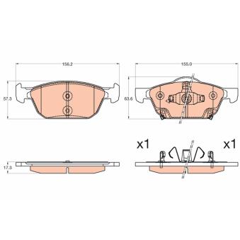 Jeu de 4 plaquettes de frein avant TRW [GDB3600]