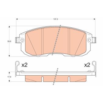 Jeu de 4 plaquettes de frein avant TRW [GDB3616]