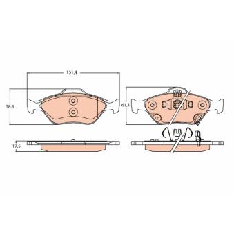 Jeu de 4 plaquettes de frein avant TRW OEM 04465YZZDS