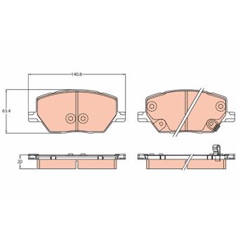 Jeu de 4 plaquettes de frein avant TRW GDB3629 pour FORD FOCUS 1.6 - 110cv
