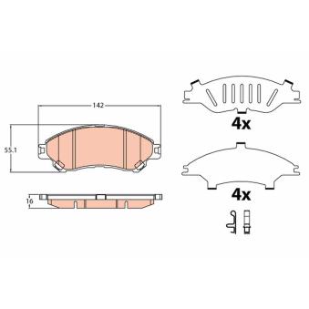 Jeu de 4 plaquettes de frein avant TRW [GDB3633]