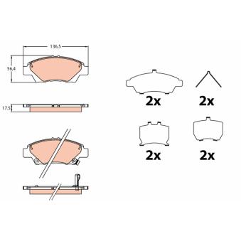 Jeu de 4 plaquettes de frein avant TRW OEM 45022TARG01