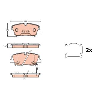 Jeu de 4 plaquettes de frein arrière TRW GDB3646 pour HYUNDAI H350 2.5 CRDI - 150cv