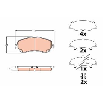 Jeu de 4 plaquettes de frein avant TRW GDB3648 pour NISSAN X-TRAIL 1.6 dCi - 130cv