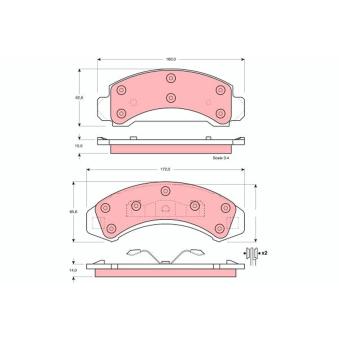Jeu de 4 plaquettes de frein avant TRW OEM E7TZ99999