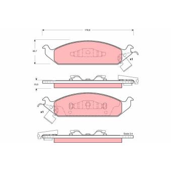 Jeu de 4 plaquettes de frein avant TRW OEM 4897746AA