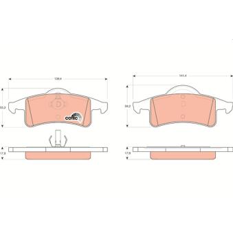Jeu de 4 plaquettes de frein arrière TRW [GDB4127]